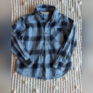 H&M Kids Blue Checkered Button Down Shirt-size 6x